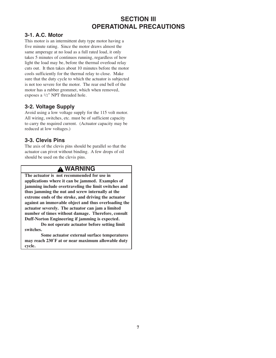 Warning | Duff-Norton SK6905-100-1 User Manual | Page 7 / 16