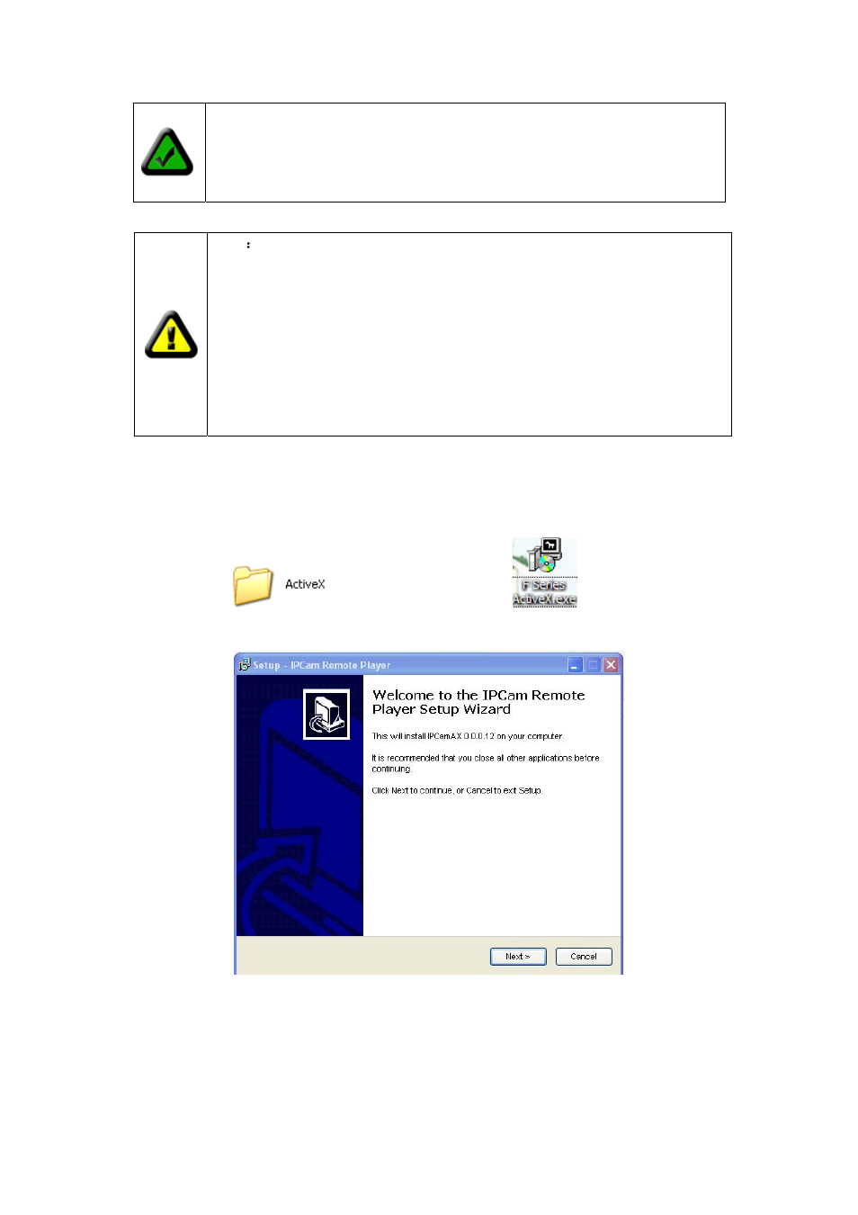 Logging and active x installation | EasyN F Series User manual User Manual | Page 10 / 26