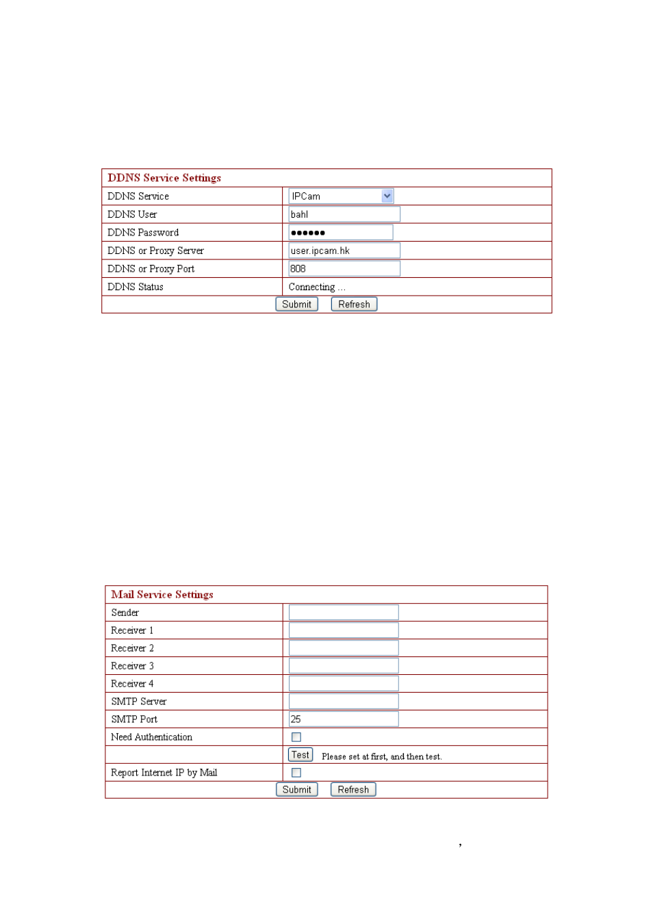 Ddns settings, Smtp settings | EasyN F Series User manual User Manual | Page 17 / 26