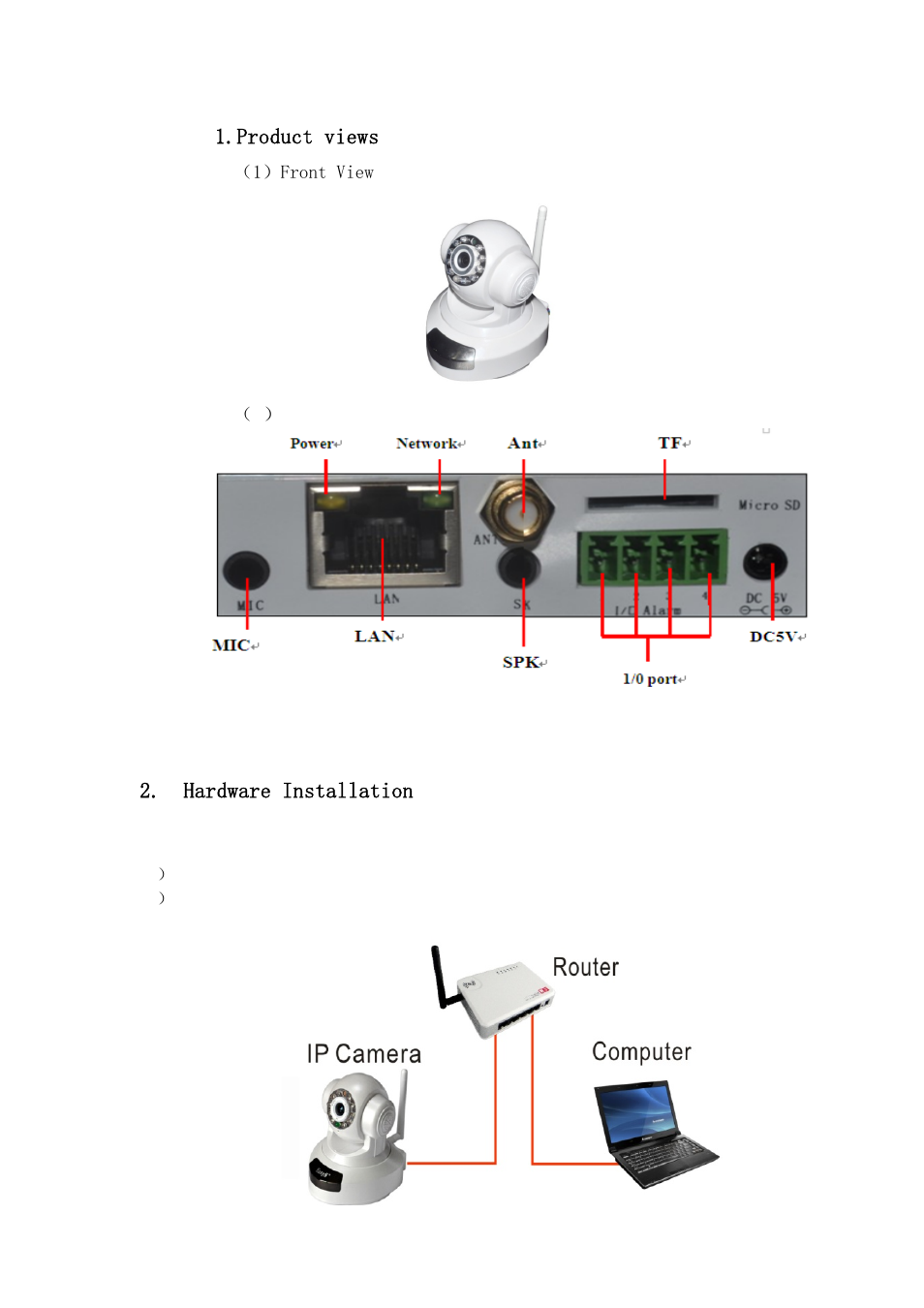 Product views, 1）front view, 2）rear panel | Hardware installation | EasyN F2 Series Quick Start User Manual | Page 3 / 10