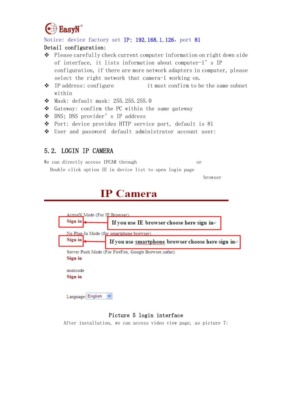 Login ip camera | EasyN F2 Series User manual User Manual | Page 11 / 34