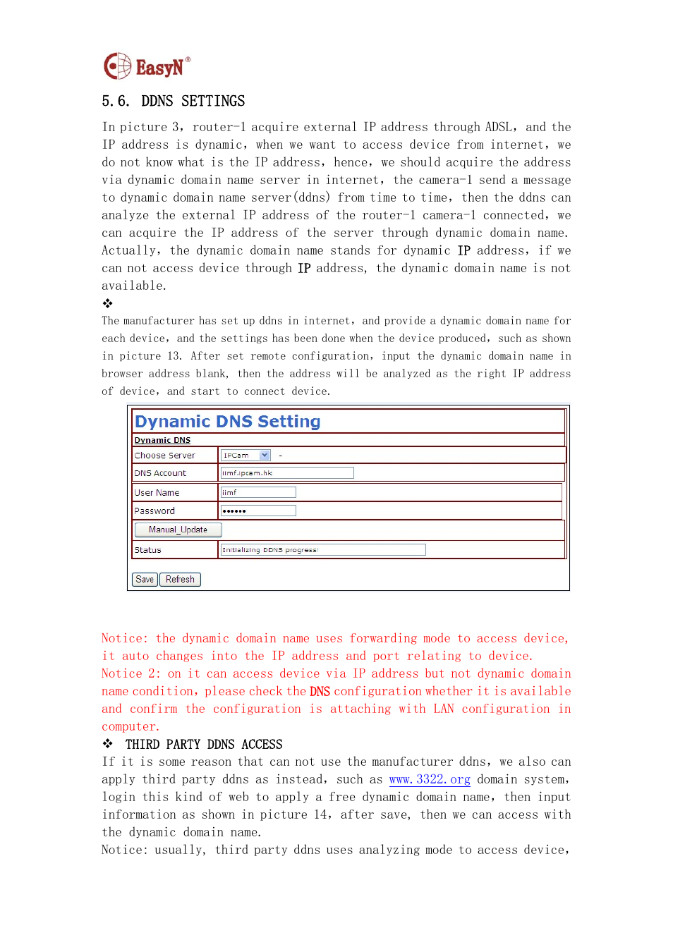 Ddns settings | EasyN F2 Series User manual User Manual | Page 16 / 34