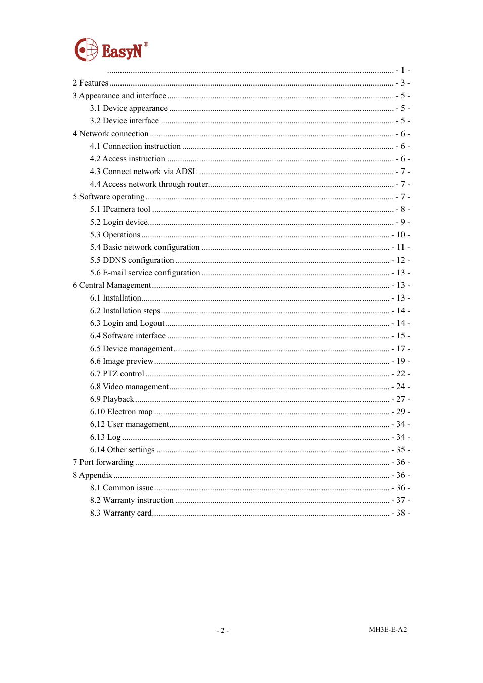 EasyN H3 Series User manual User Manual | Page 3 / 39