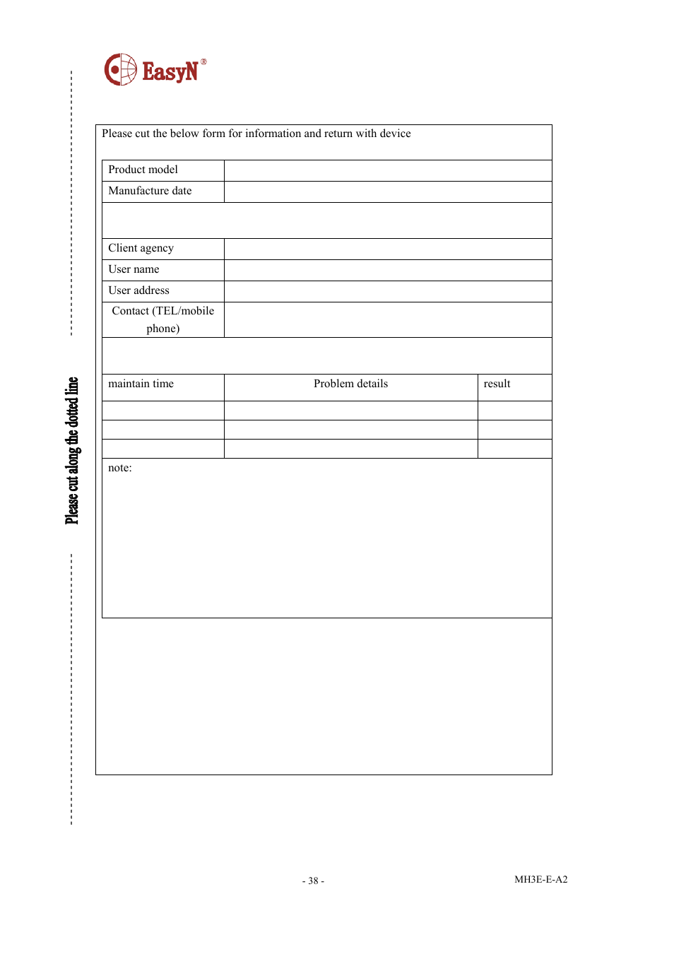 3 warranty card | EasyN H3 Series User manual User Manual | Page 39 / 39