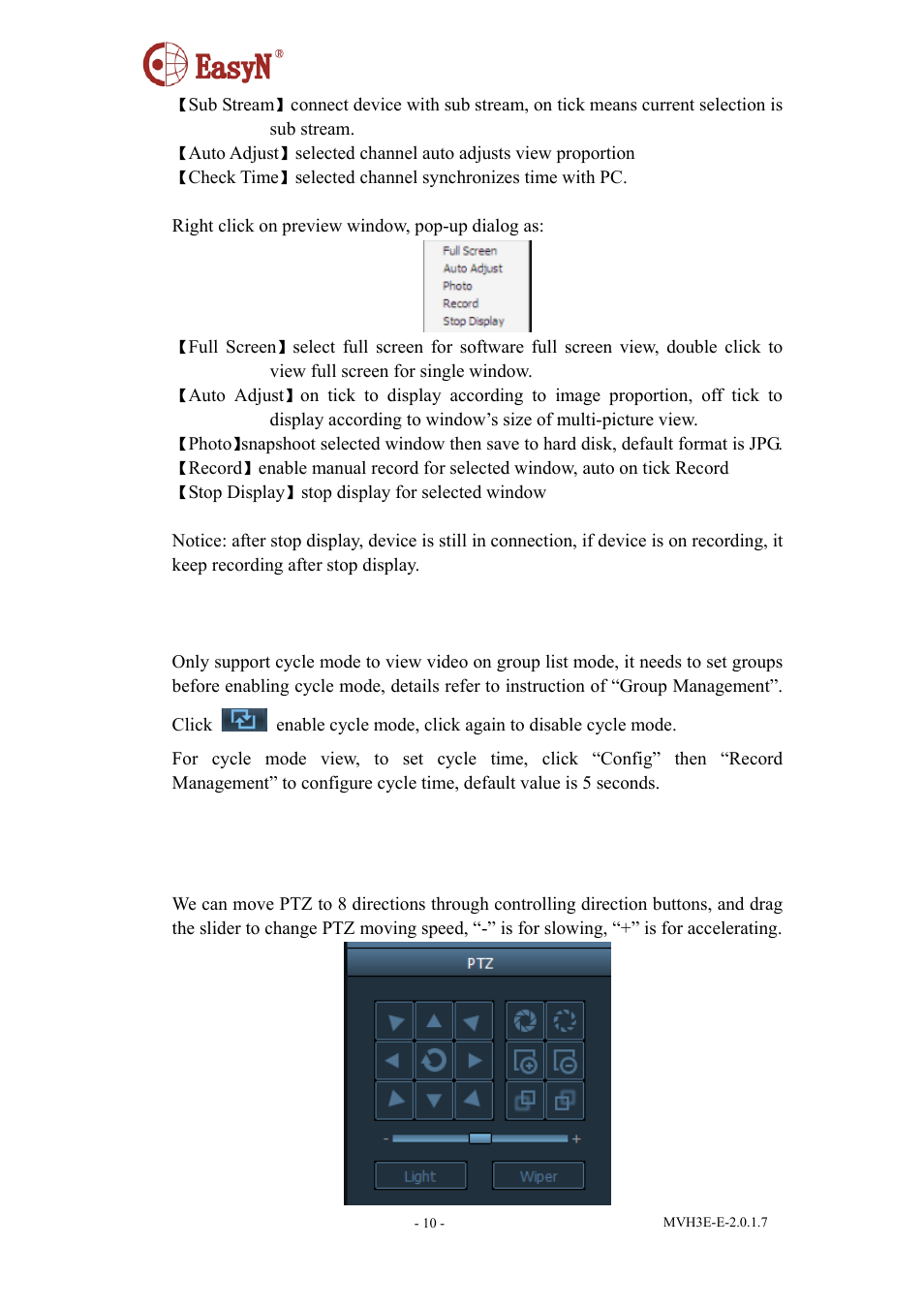 2 cycle preview, 5 ptz control, Ptz control | EasyN H3 Series Central Management System User Manual | Page 11 / 23