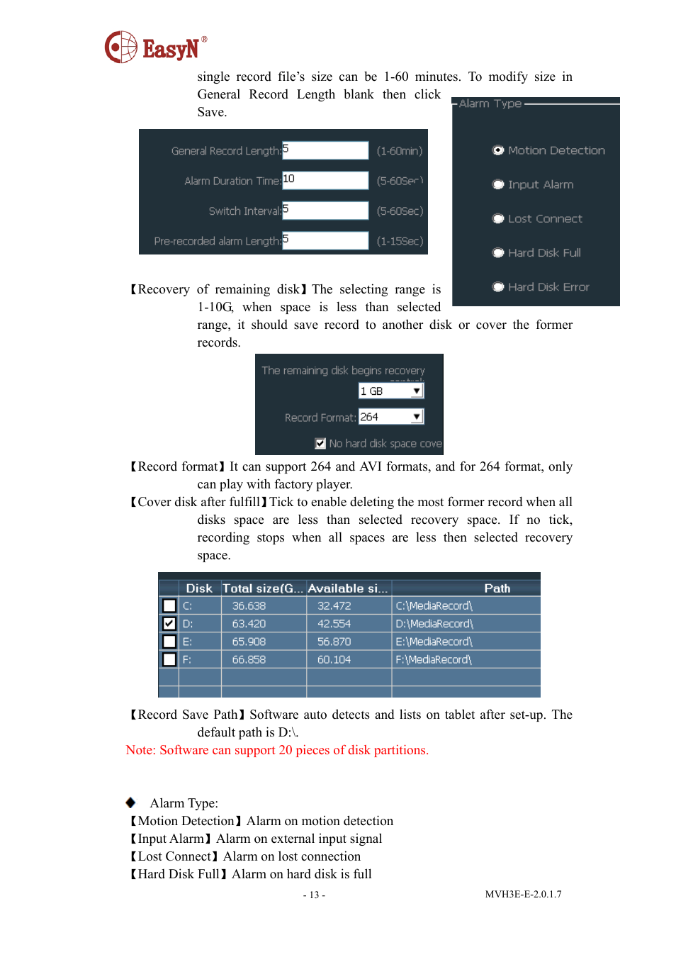 Alarm record | EasyN H3 Series Central Management System User Manual | Page 14 / 23