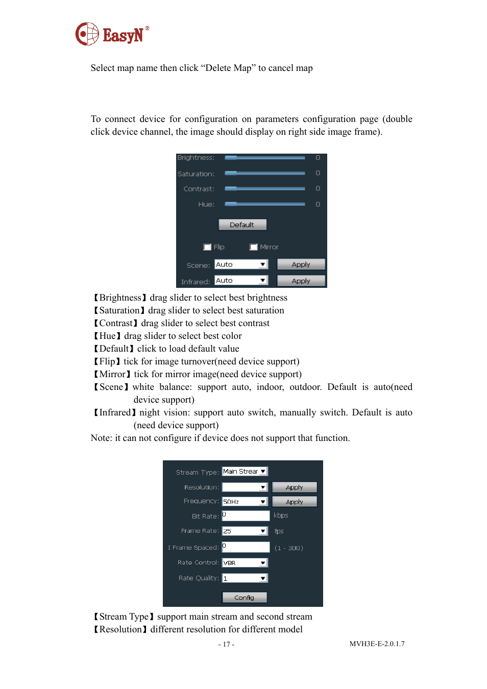 3 delete map, 9 parameters configuration, 1color | 2video | EasyN H3 Series Central Management System User Manual | Page 18 / 23