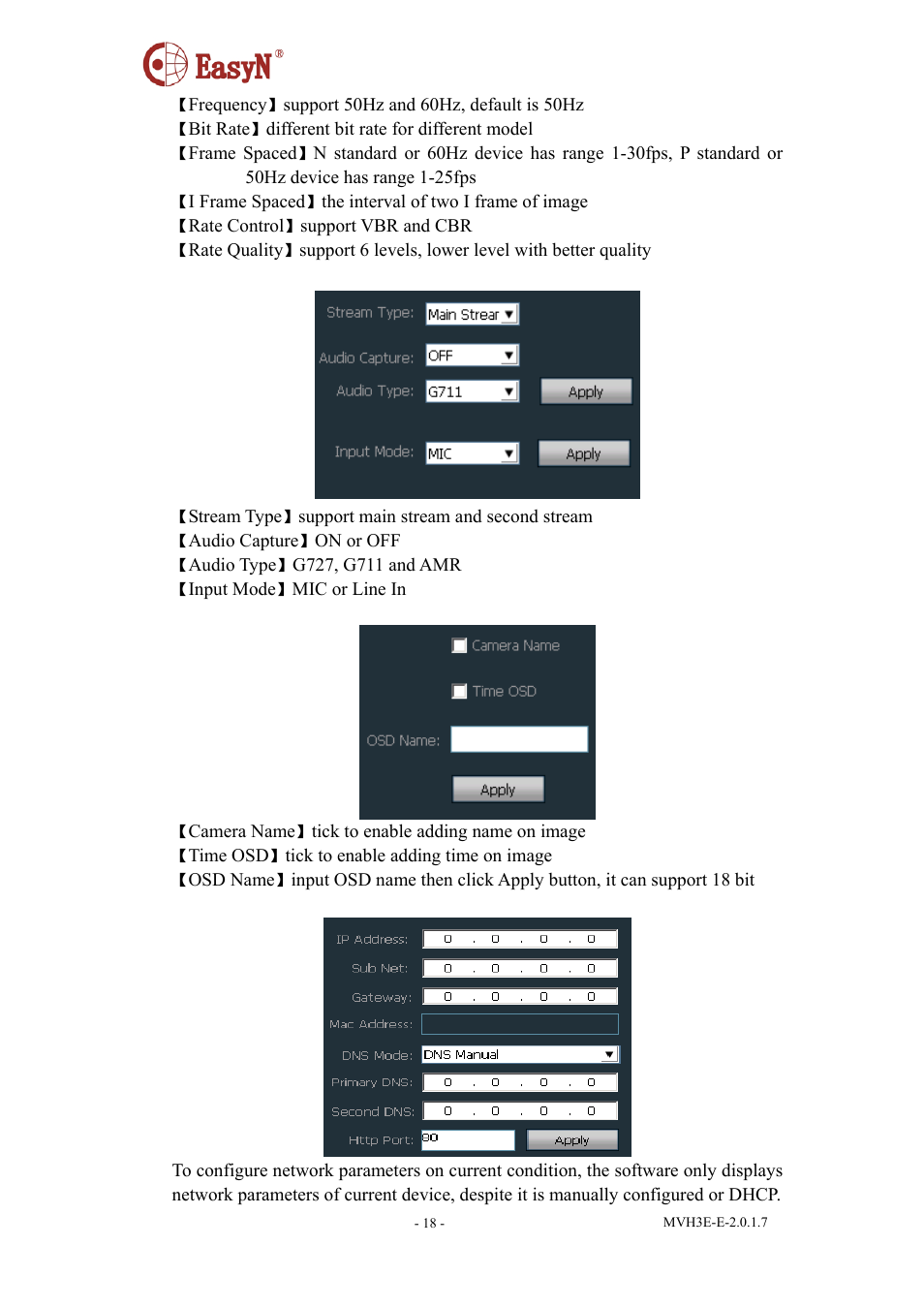 3audio, 4osd, 5network | EasyN H3 Series Central Management System User Manual | Page 19 / 23