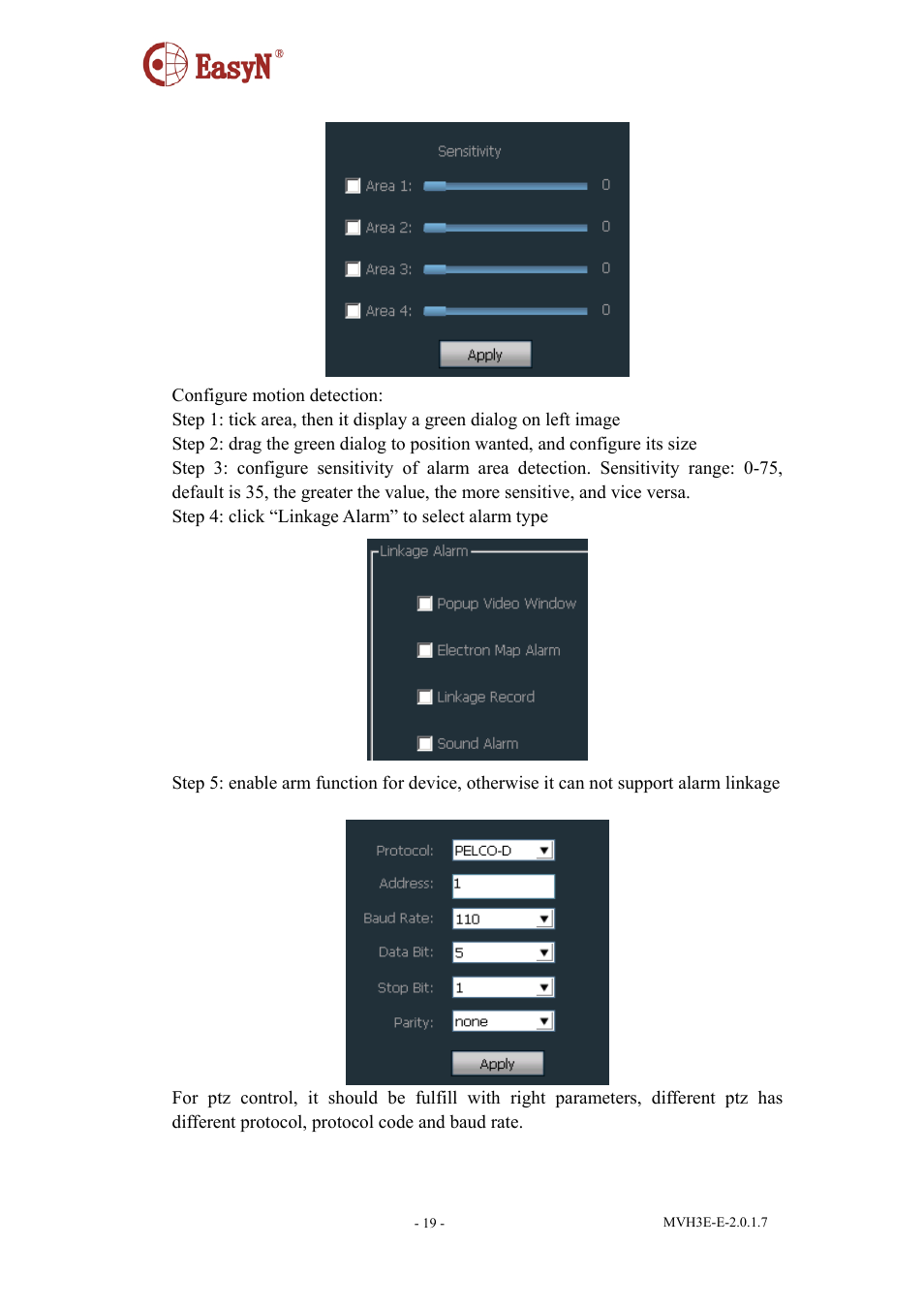 6motion detection, 7ptz | EasyN H3 Series Central Management System User Manual | Page 20 / 23