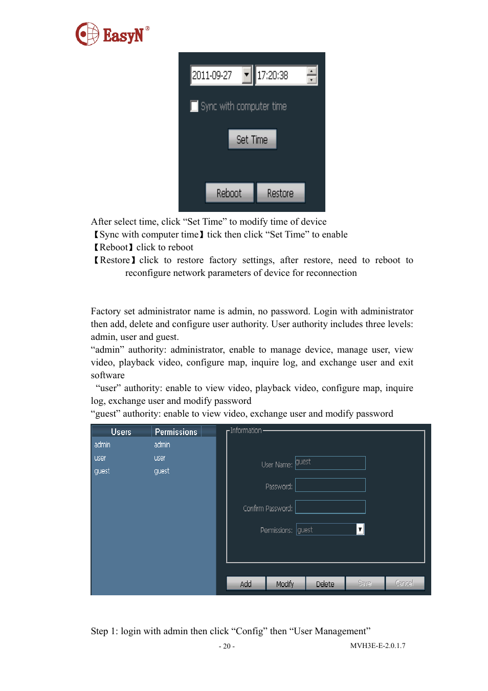 8system, 10 user management | EasyN H3 Series Central Management System User Manual | Page 21 / 23