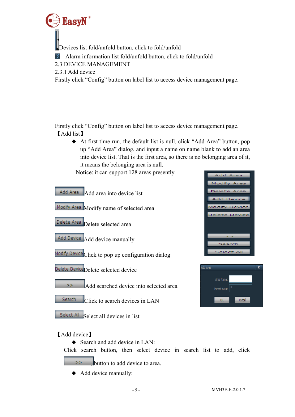 3 device management, 1 add device | EasyN H3 Series Central Management System User Manual | Page 6 / 23