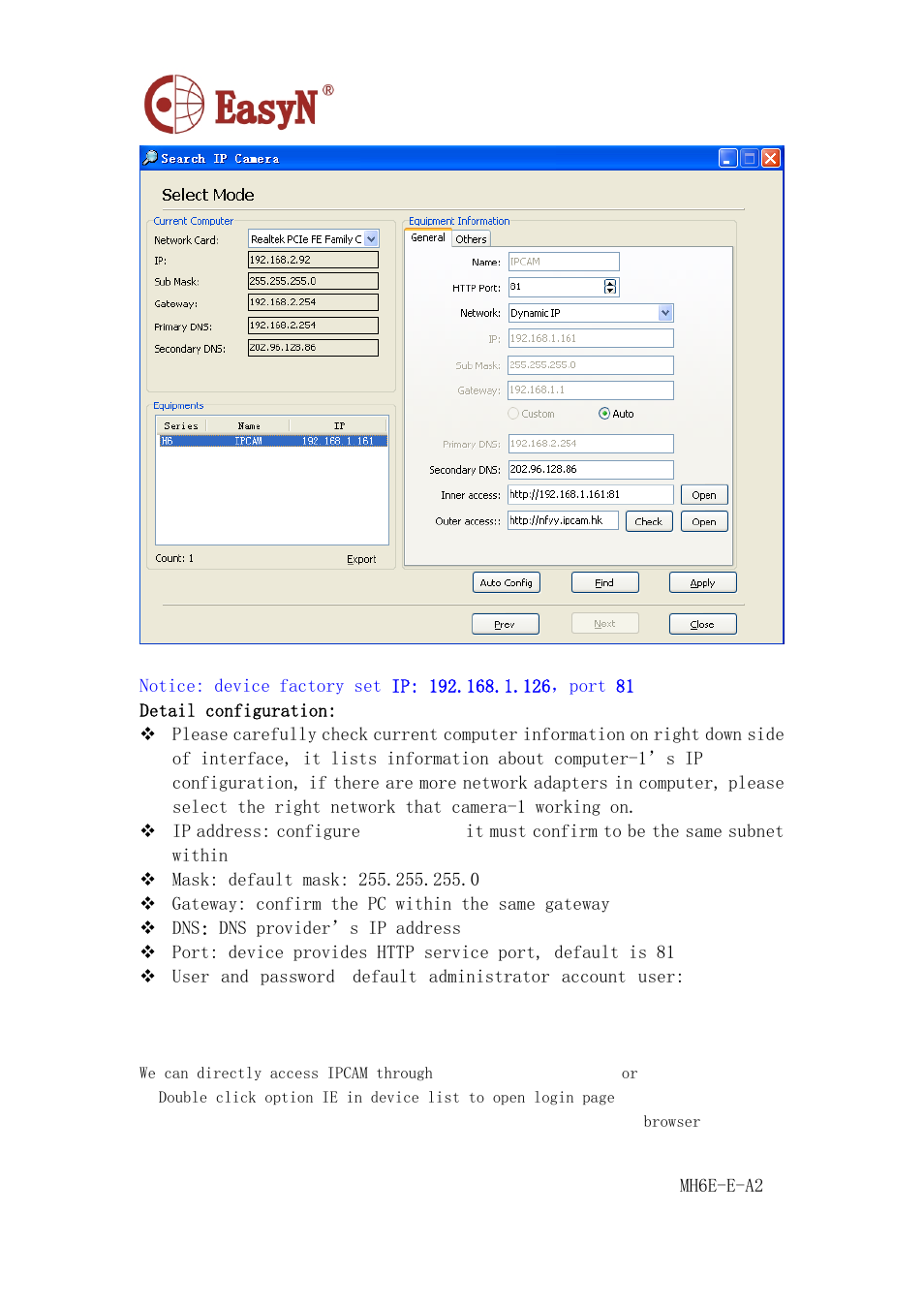 2 login ip camera | EasyN H6 Series User manual User Manual | Page 11 / 22
