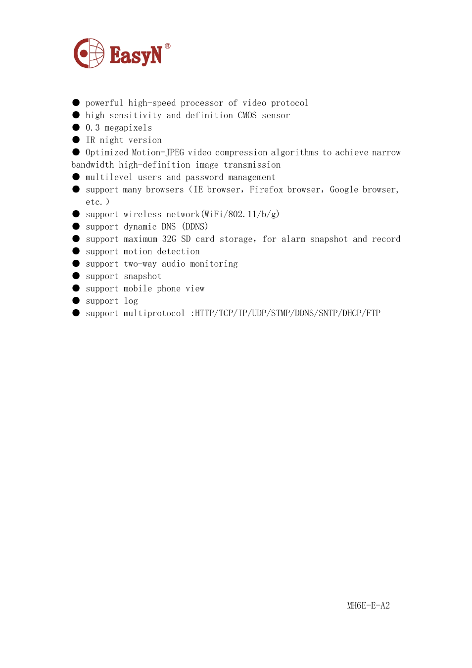 2 product feature | EasyN H6 Series User manual User Manual | Page 5 / 22