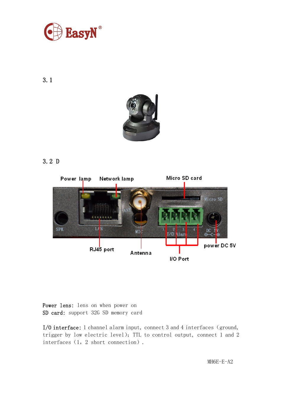 3 device appearance and interface, 1 device appearance, 2 device interface | Device appearance, Evice interface | EasyN H6 Series User manual User Manual | Page 7 / 22