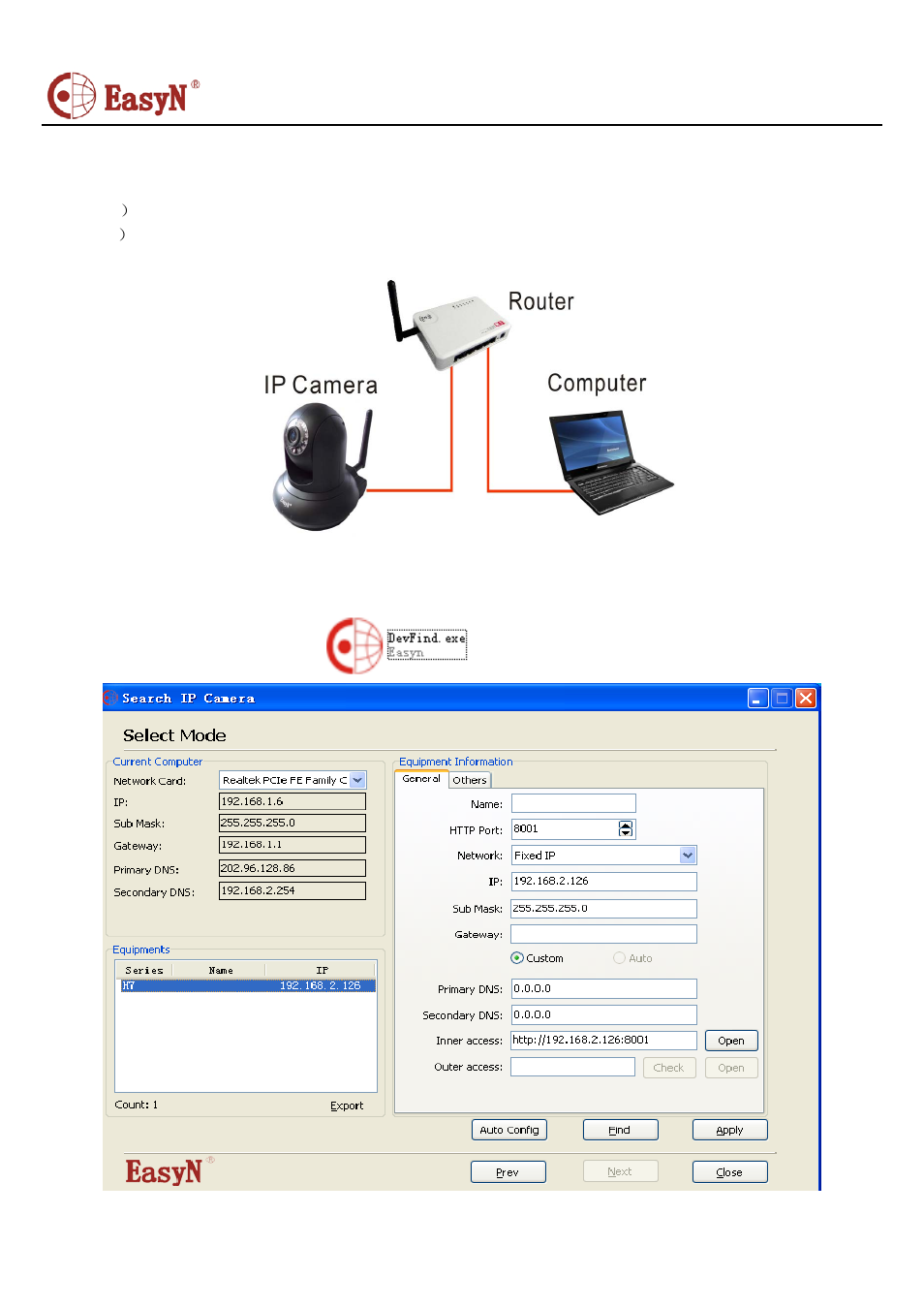 Hardware installation, Software configuration, Login | EasyN H7 Series User Manual | Page 3 / 6