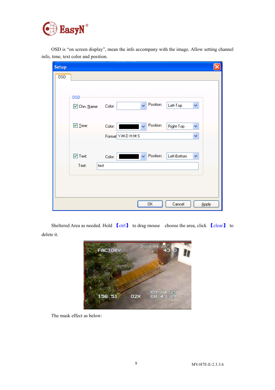 2 osd, 3 sheltered area | EasyN H7 CMS User Manual | Page 10 / 33