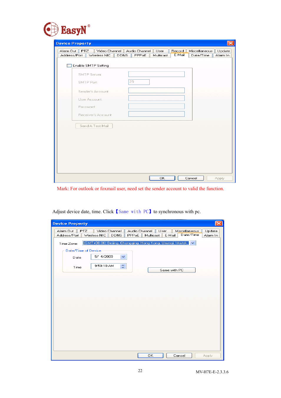 6 date/time | EasyN H7 CMS User Manual | Page 24 / 33