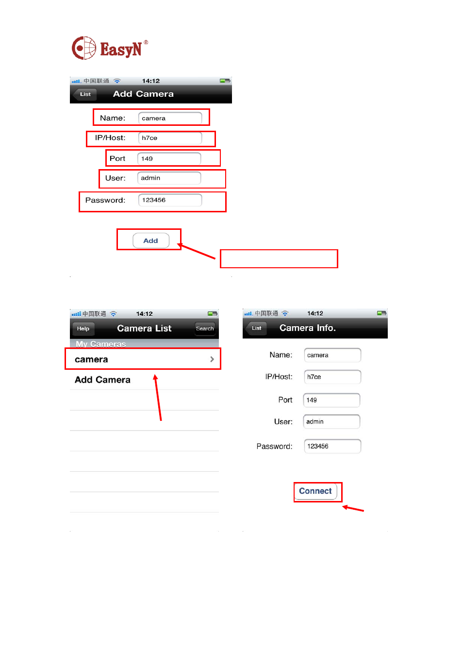 1 input device information then save configuration, Connect device | EasyN H7 Series Mobile Phone User Manual | Page 3 / 6