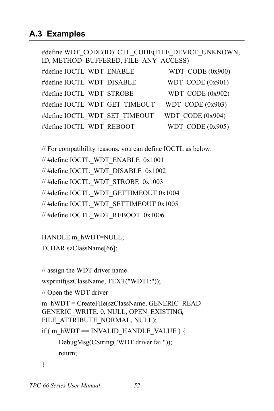 A.3 examples, Examples | Advantech Intel XScale PXA Touch Panel Computer TPC-66 Series User Manual | Page 64 / 76