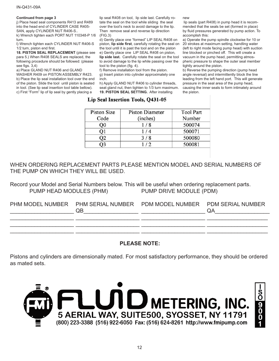 FMI Q431 "Q User Manual | Page 12 / 12