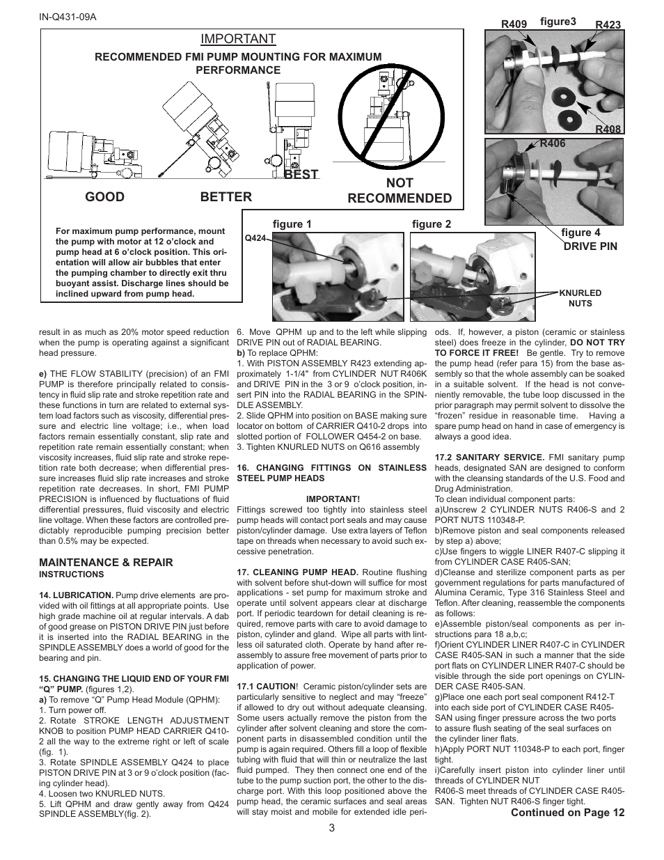 Important, Good better best not recommended | FMI Q431 "Q User Manual | Page 3 / 12