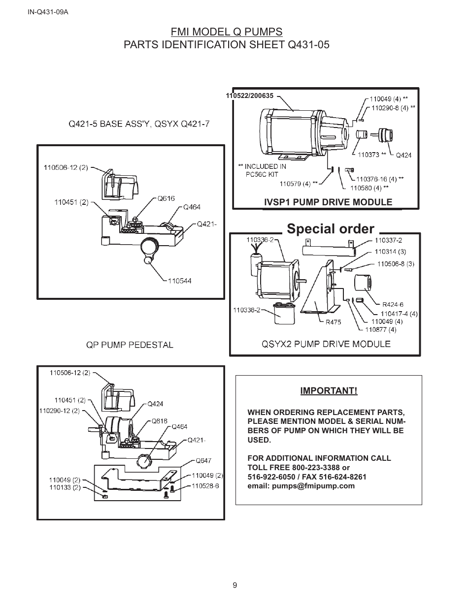 Special order | FMI Q431 "Q User Manual | Page 9 / 12
