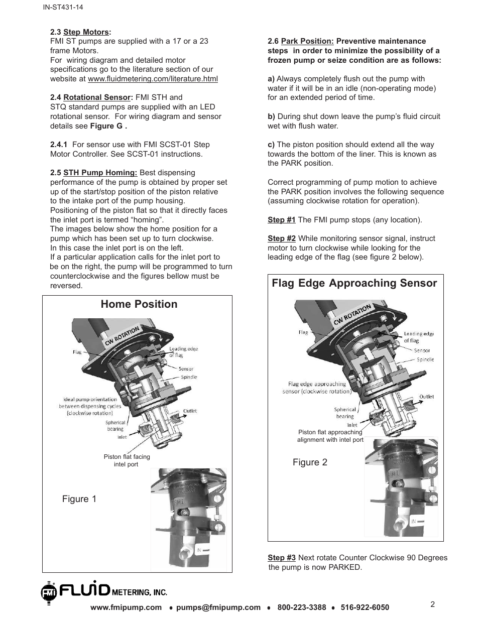 Home position, Flag edge approaching sensor | FMI STH/Q User Manual | Page 2 / 7