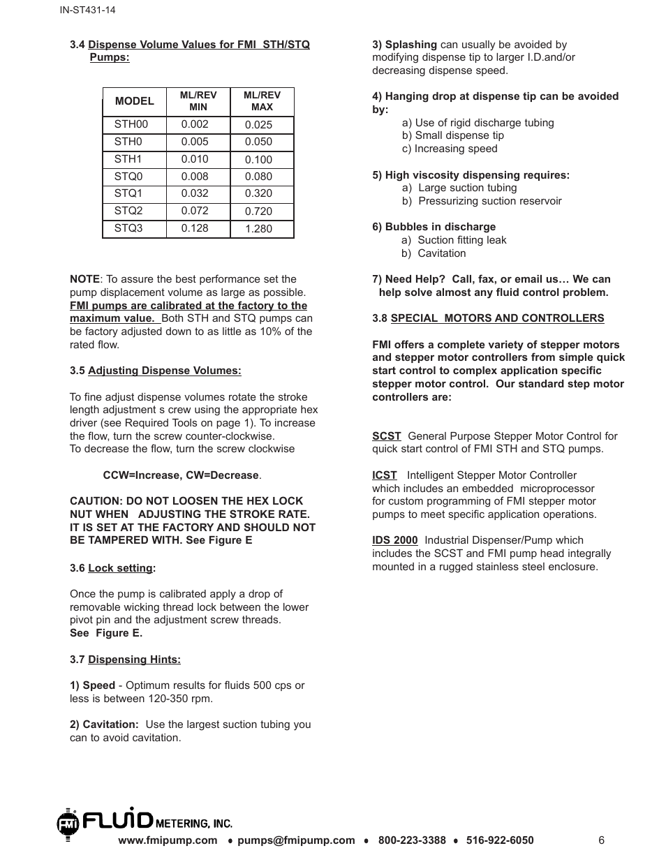 FMI STH/Q User Manual | Page 6 / 7