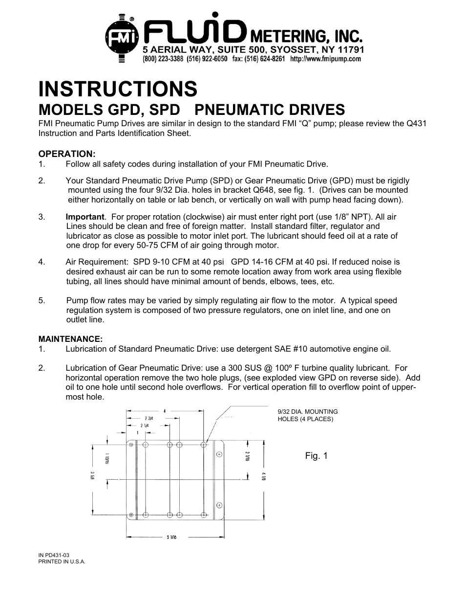 FMI SPD User Manual | 3 pages