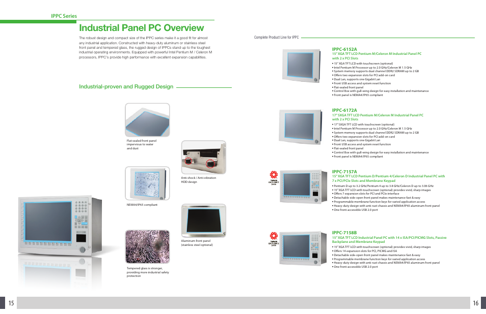 Industrial panel pc overview, Industrial-proven and rugged design, Ippc series | Advantech Touch Panel Computers User Manual | Page 9 / 12