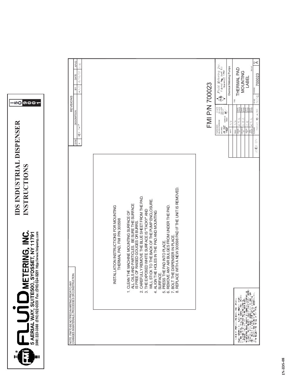 Ids industrial dispenser instructions, Therm a l pad m o unt in g l abel | FMI IDS User Manual | Page 11 / 14