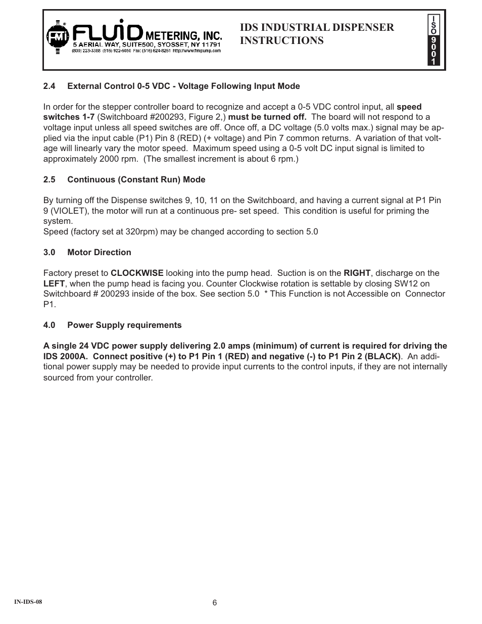 Ids industrial dispenser instructions | FMI IDS User Manual | Page 6 / 14