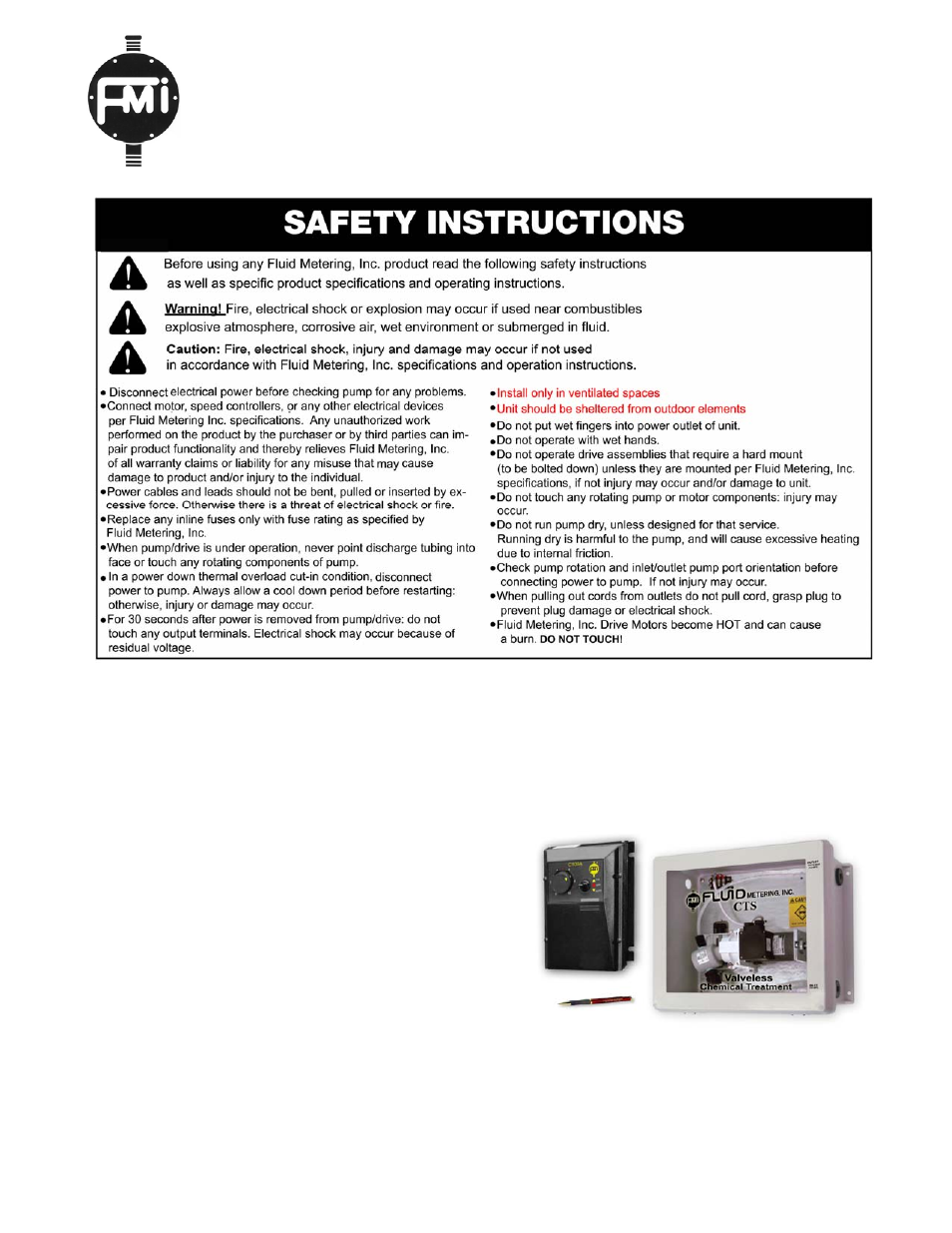 FMI CTS Series User Manual | 9 pages