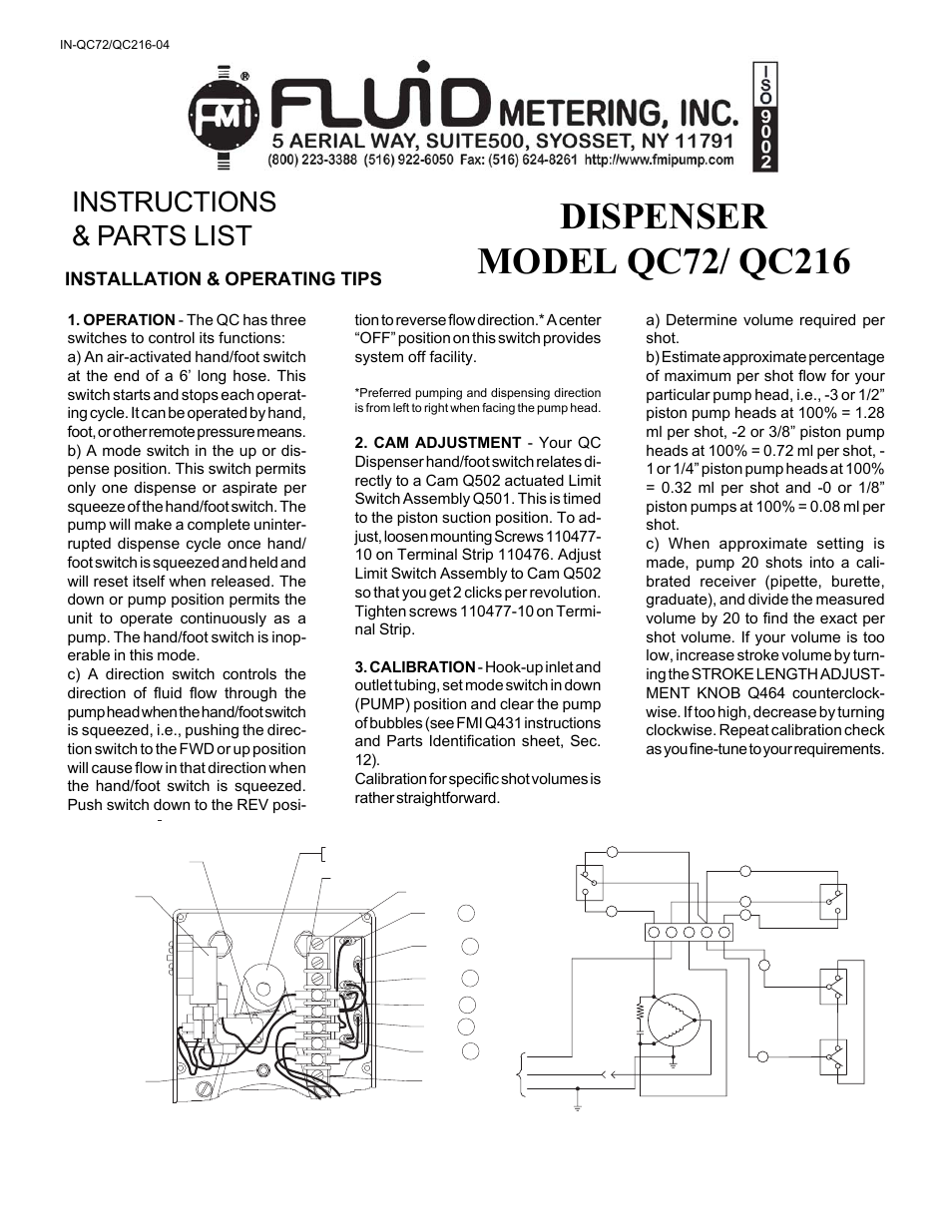 FMI QC216 User Manual | 2 pages