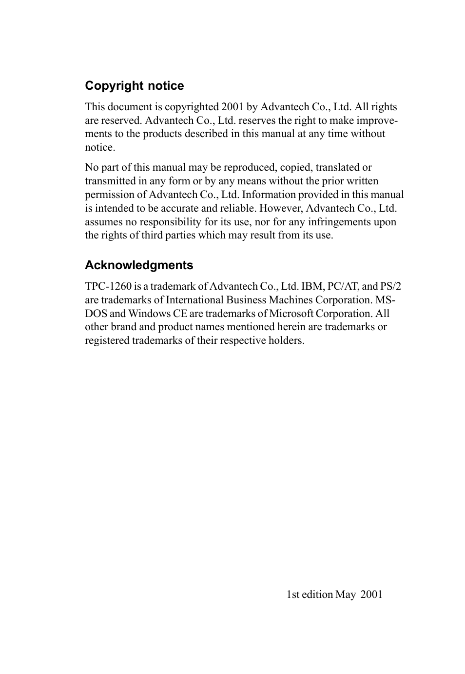 Advantech TPC-1260 User Manual | Page 2 / 74