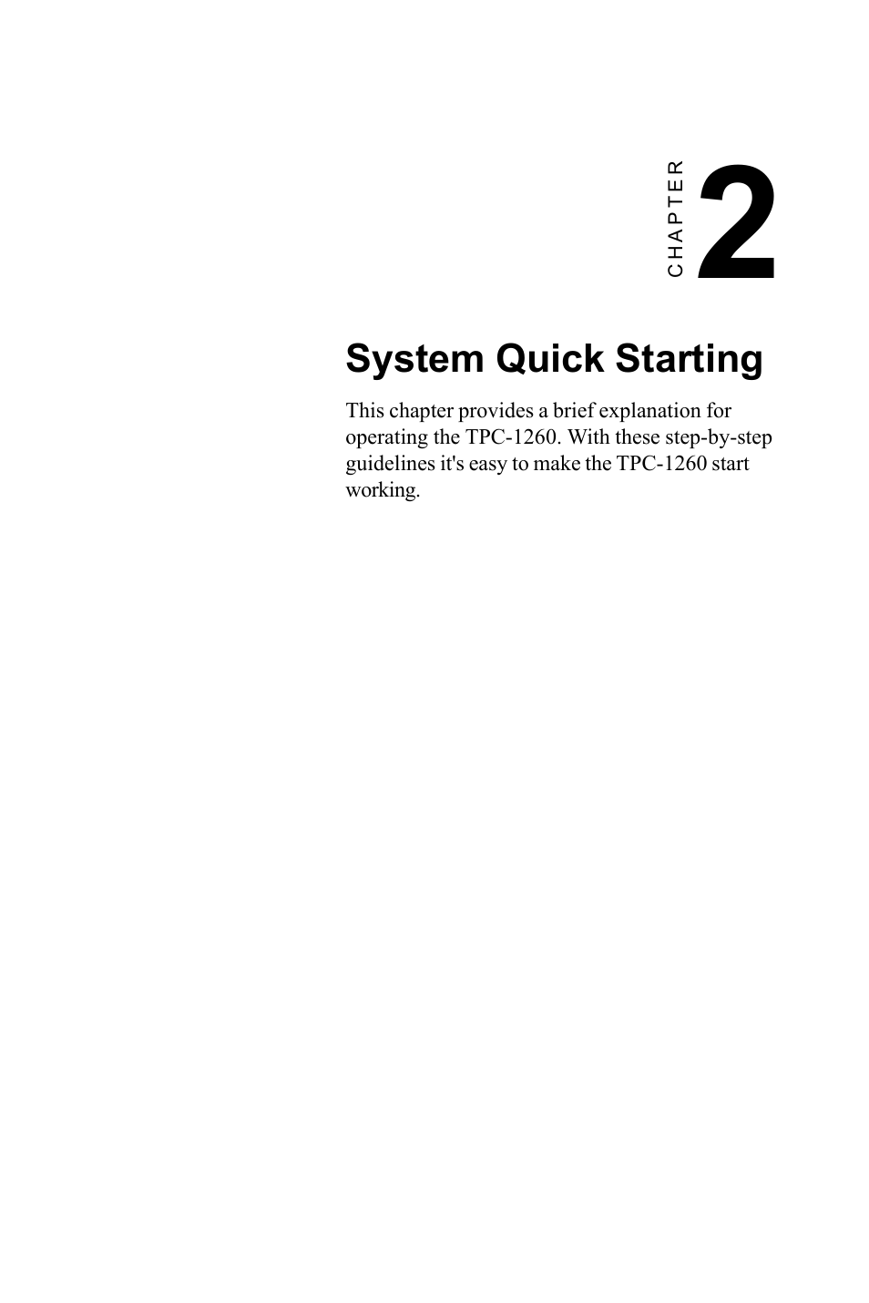 Chapter 2 system quick starting | Advantech TPC-1260 User Manual | Page 21 / 74