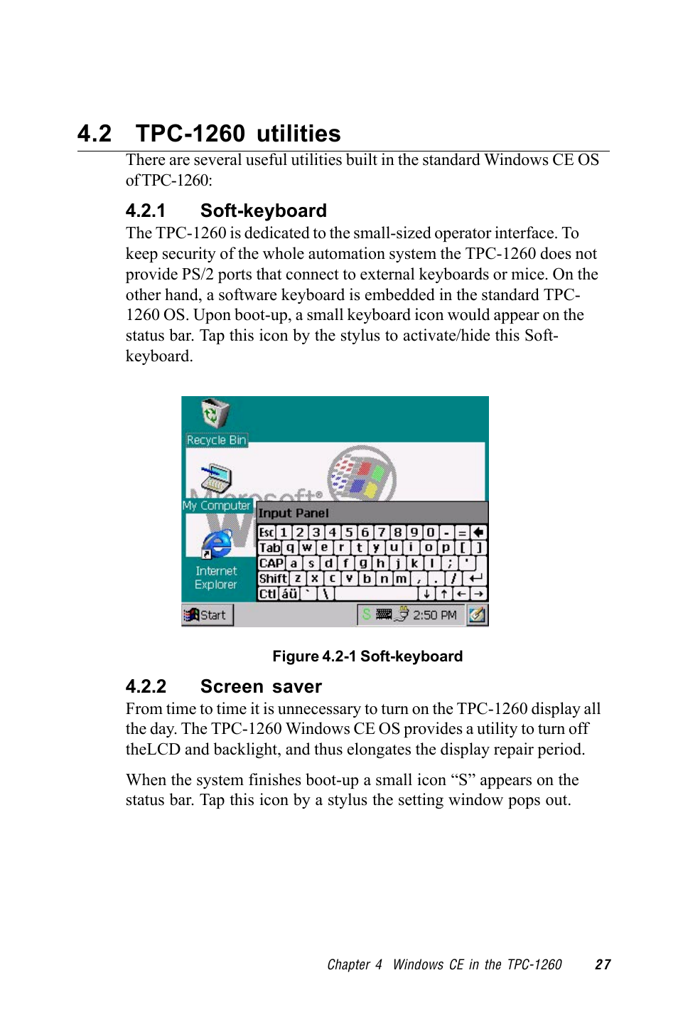 2 tpc-1260 utilities, Figure 4.2-1 soft-keyboard | Advantech TPC-1260 User Manual | Page 35 / 74
