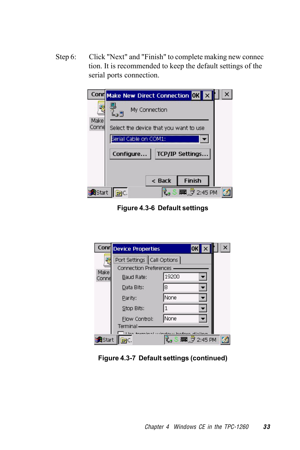 Figure 4.3-6 default settings, Figure 4.3-7 default settings (continued) | Advantech TPC-1260 User Manual | Page 41 / 74