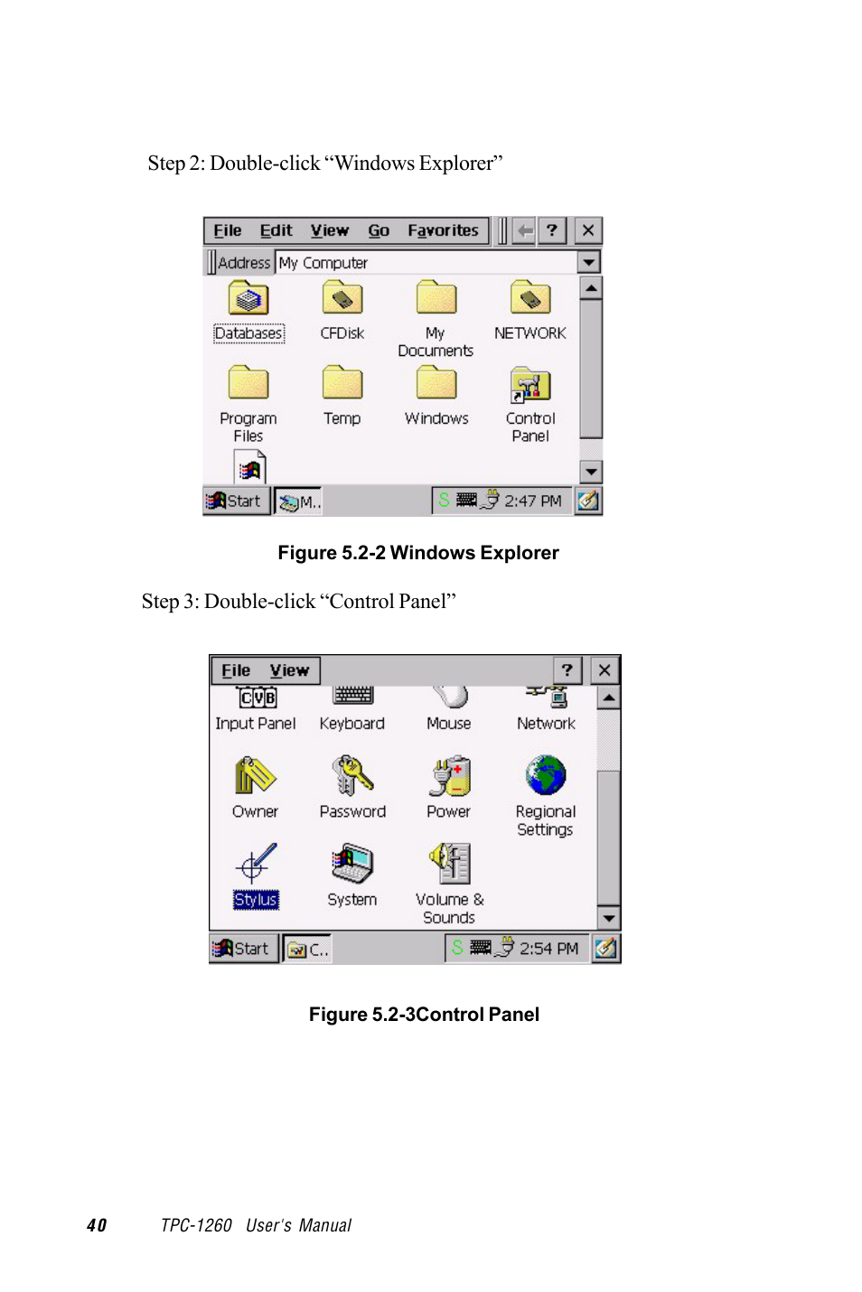 Figure 5.2-2 windows explorer, Figure 5.2-3control panel | Advantech TPC-1260 User Manual | Page 48 / 74