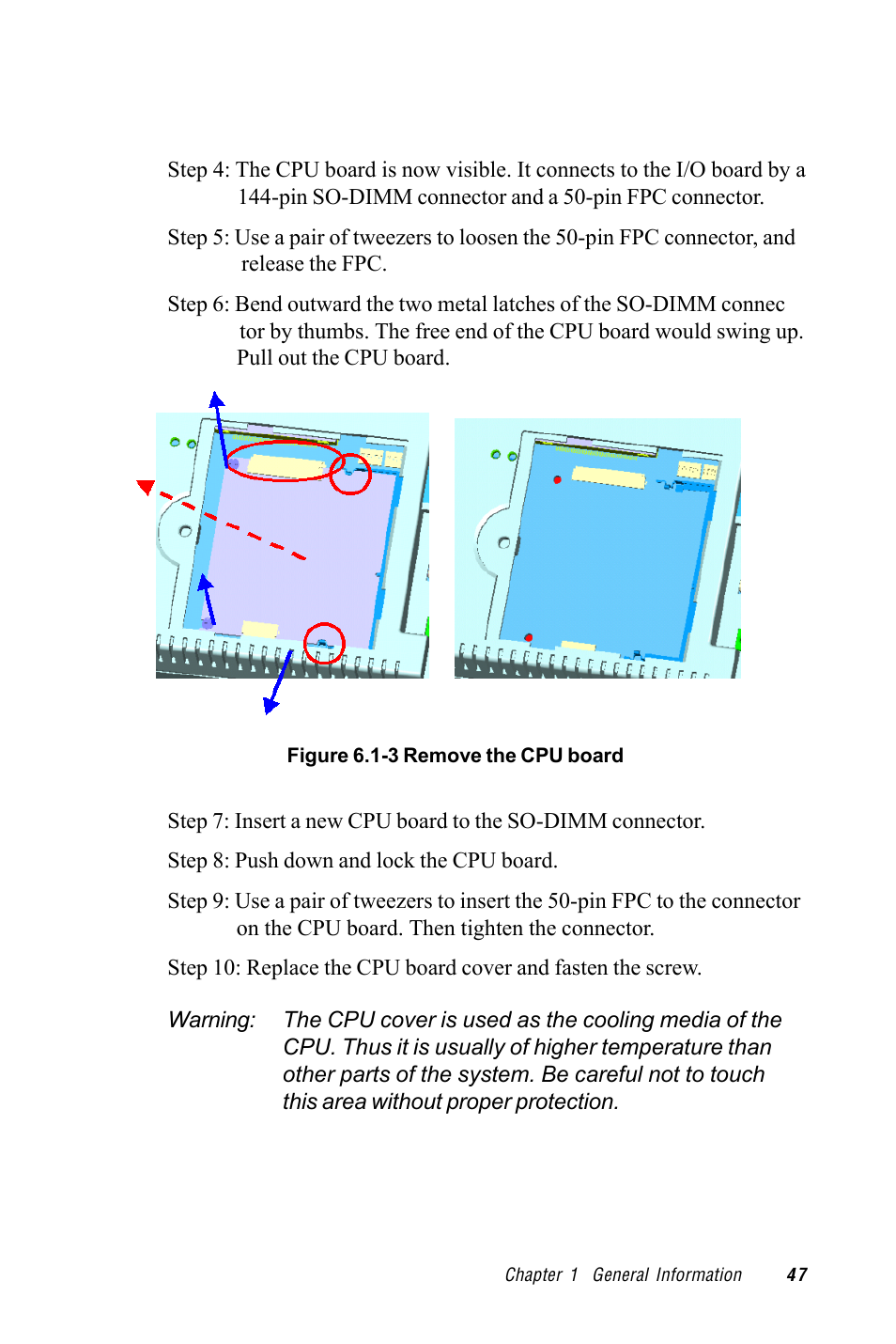 Figure 6.1-3 remove the cpu board | Advantech TPC-1260 User Manual | Page 55 / 74