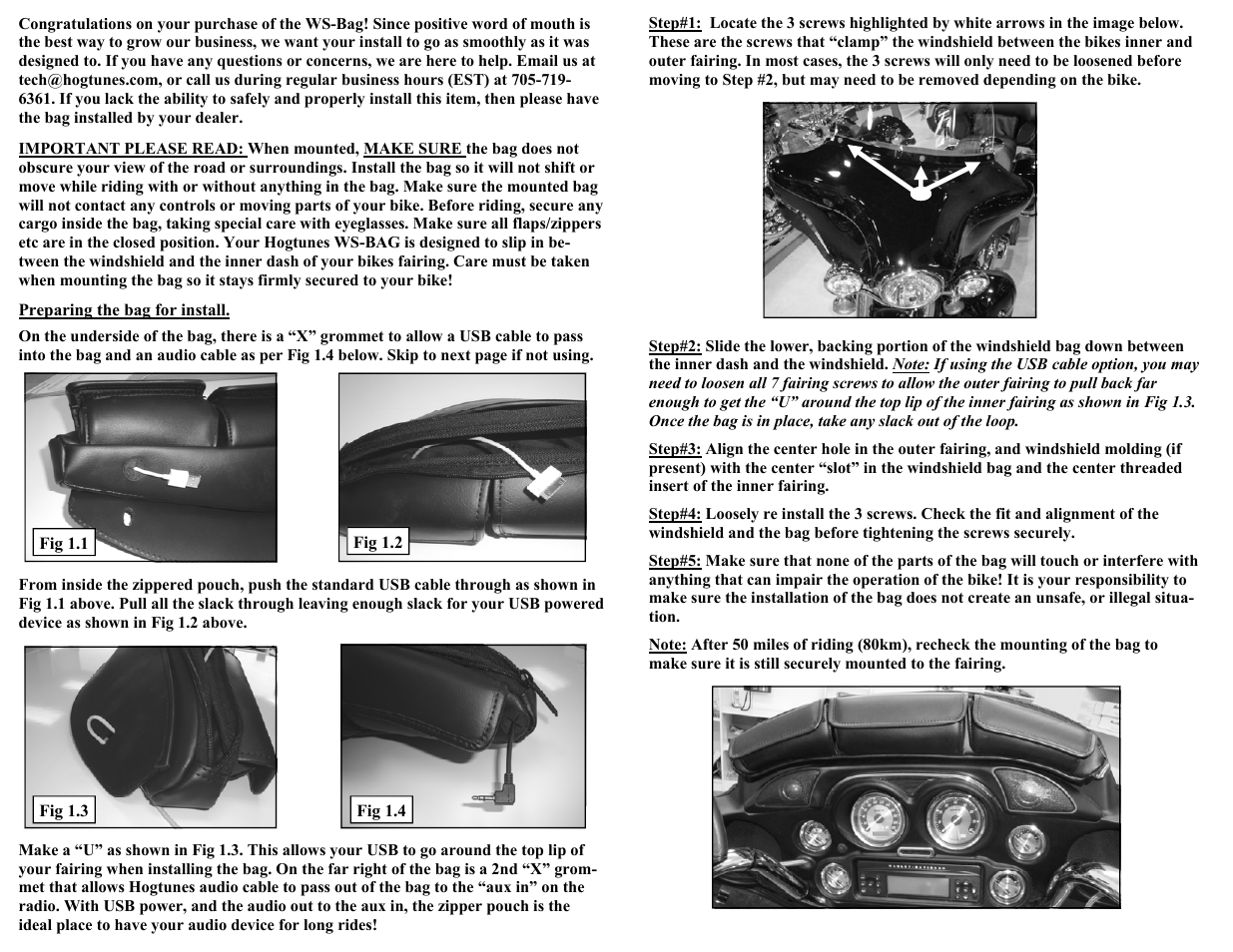 Preparing the bag for install | Hogtunes WS BAG - 4 pouch windsheild bag User Manual | Page 2 / 2
