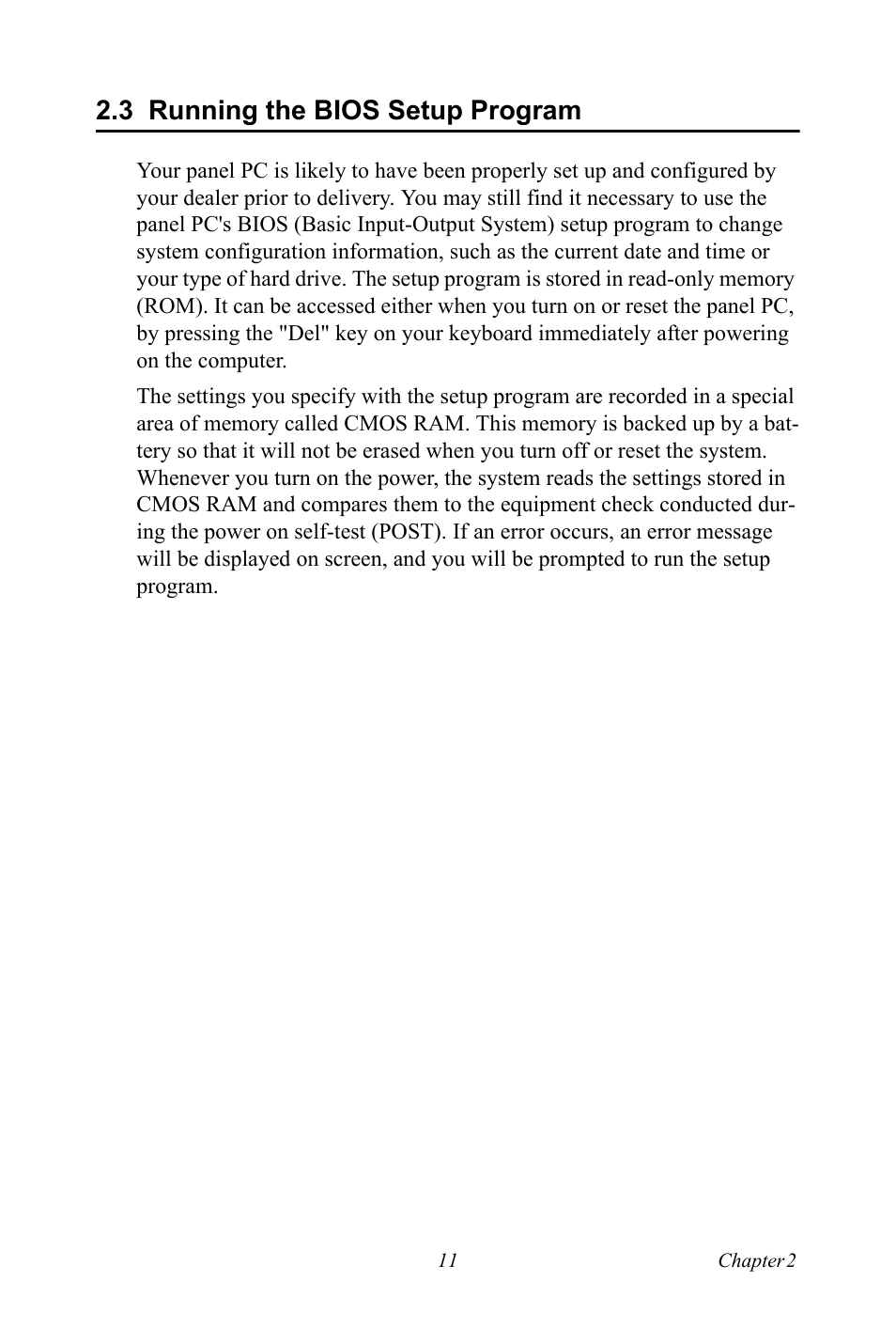 3 running the bios setup program, Running the bios setup program | Advantech Vechicle Mounted Terminal PPC-V106 User Manual | Page 23 / 78