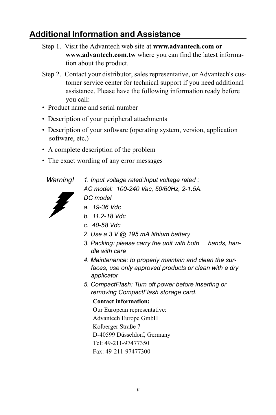 Additional information and assistance | Advantech Vechicle Mounted Terminal PPC-V106 User Manual | Page 5 / 78