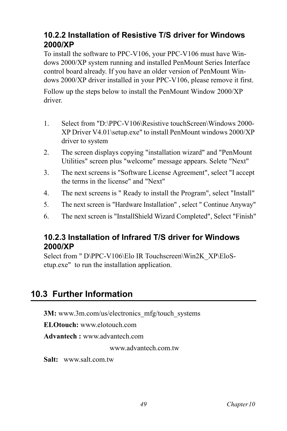 3 further information, Further information | Advantech Vechicle Mounted Terminal PPC-V106 User Manual | Page 61 / 78