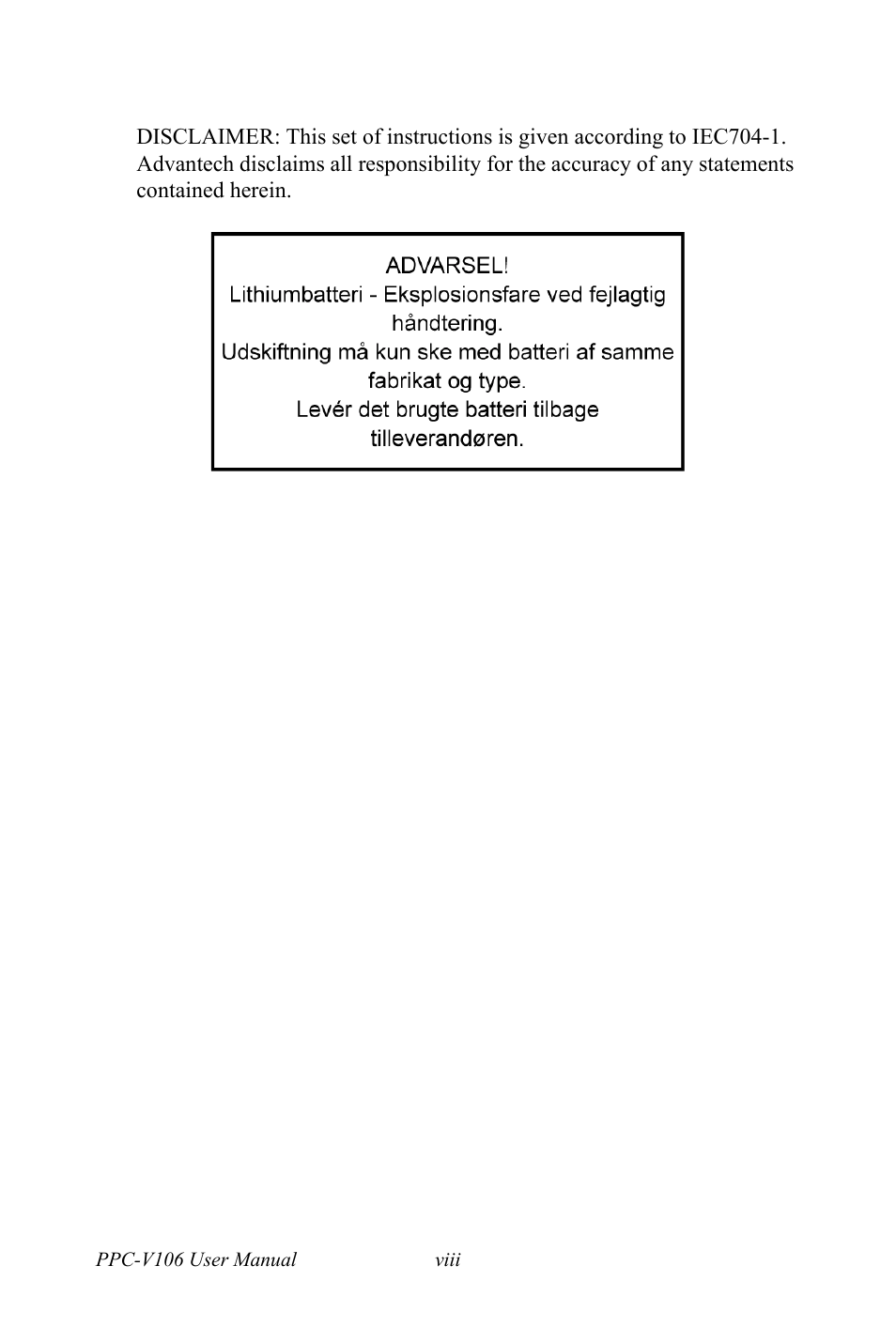 Advantech Vechicle Mounted Terminal PPC-V106 User Manual | Page 8 / 78