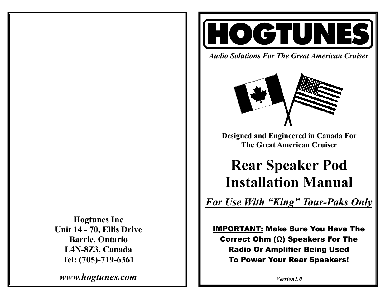 Hogtunes Rear Speaker Pods User Manual | 2 pages