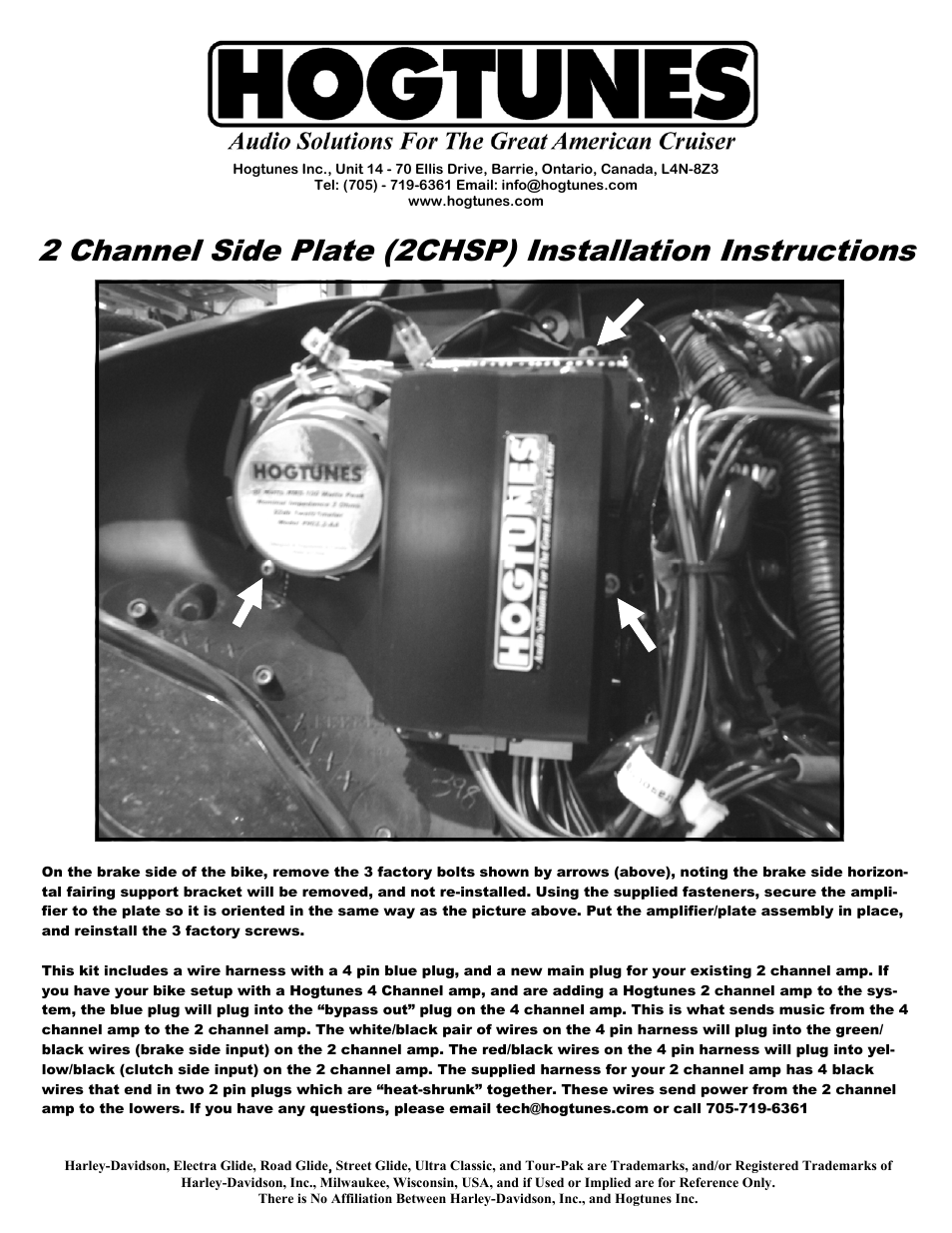 Hogtunes 2 CHSP Mounting Plate User Manual | 1 page