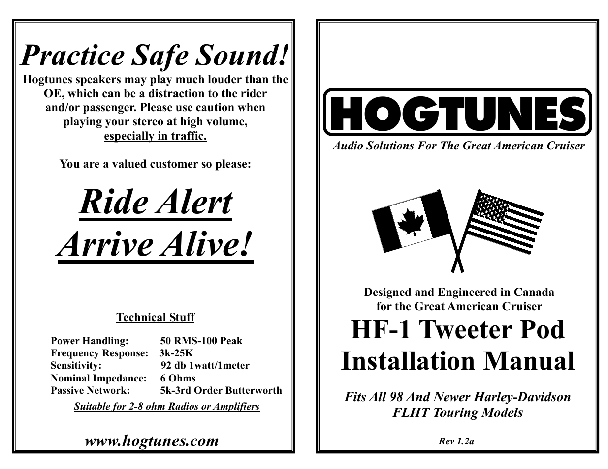 Hogtunes HF-1 : Dash Trim / Tweeter Pod (2006 - 2013 - model years) User Manual | 2 pages