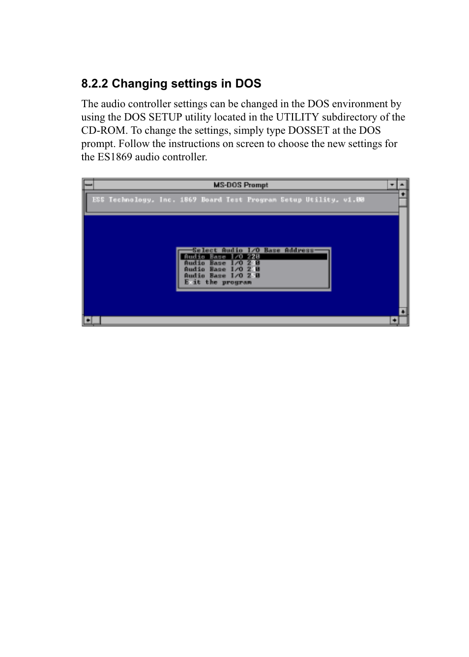 2 changing settings in dos | Advantech PENTIUM PPC-150 User Manual | Page 107 / 192