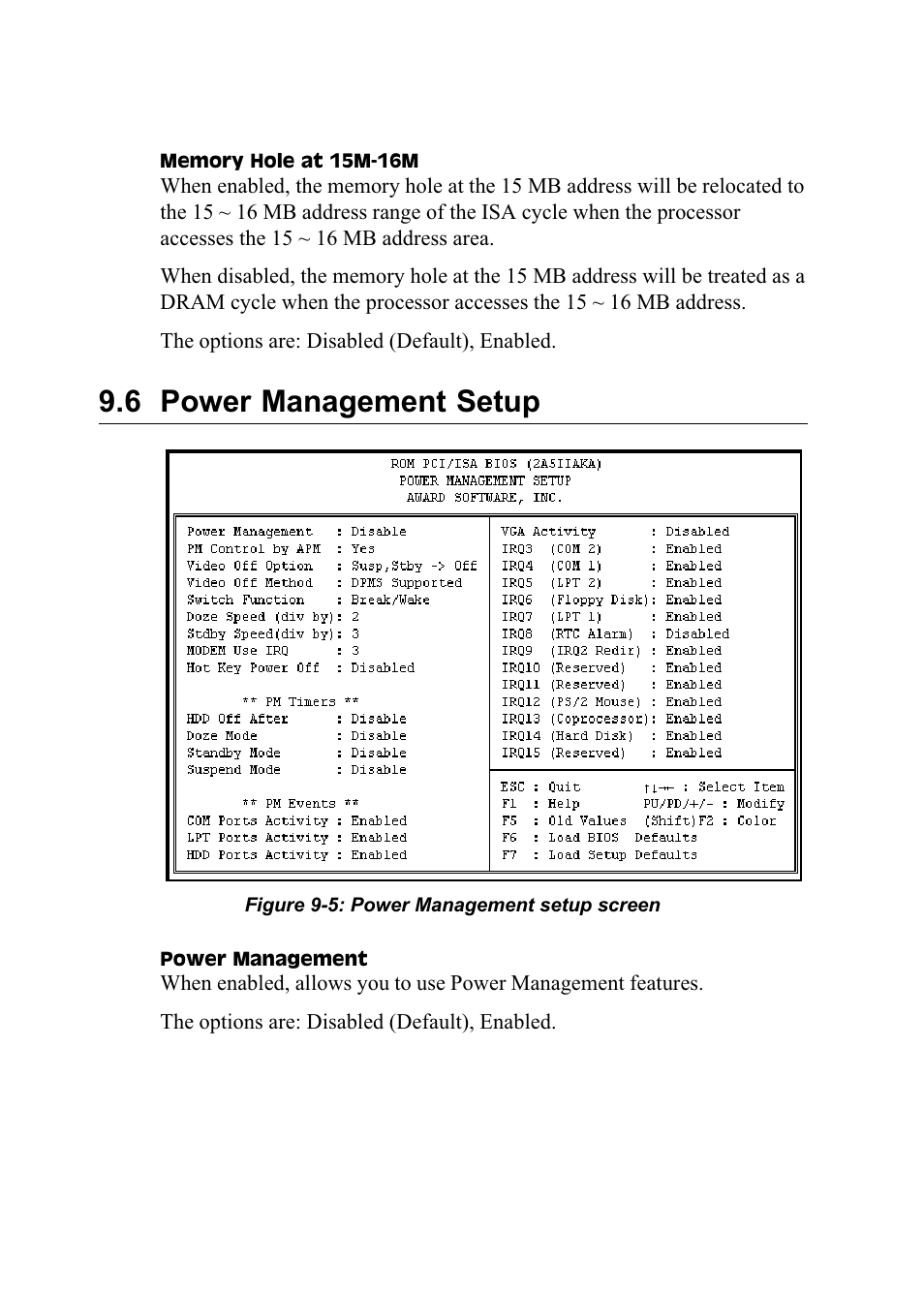 6 power management setup, Figure 9-5: power management setup screen | Advantech PENTIUM PPC-150 User Manual | Page 123 / 192